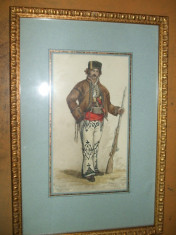 Targoviste Valahia 1843 dorobant Michel Bouquet gravura color rama foto