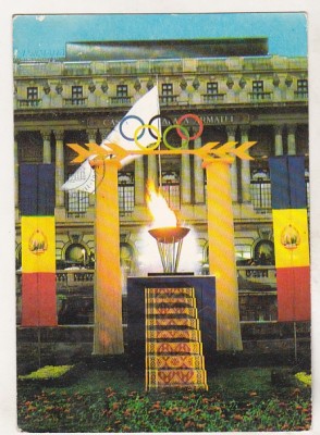 bnk cp Flacara olimpica la Bucuresti - uzata - stampila partiala Socfilex III foto