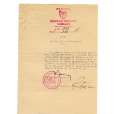 Z131 DOCUMENT VECHI -PRIMARIA BABADAG,TULCEA-CATRE LT.COLONEL NITA GH. IOAN 1945