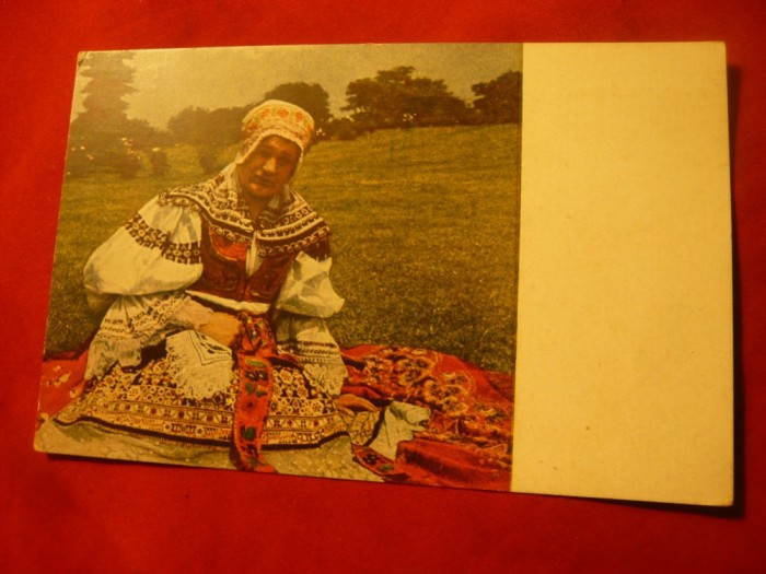 Ilustrata- Femeie in costum national polonez , 1921