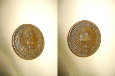 7853-2 Filler 1894 KB bronz Moneda maghiara veche Imperiu Austro-Ungar. foto