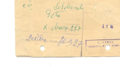 Z129 DOCUMENT VECHI -SOBOLEVSCI PETRU -CENTRUL DE RADIOFOTOGRAFIE MEDICALA -ITN foto