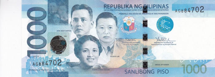 Filipine 1 000 Piso 2017 UNC