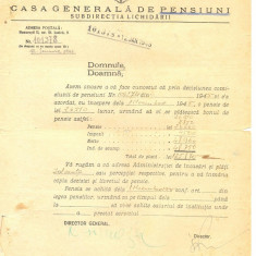 Z126 DOCUMENT VECHI- DECIZIE PENSIE -NITA GH. IOAN -CALARASI , IALOMITA -1945