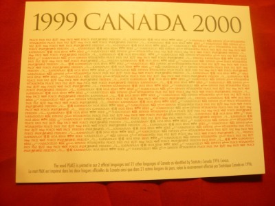Carte Postala platita Canada - Fetita si Porumbel 1999-2000 foto