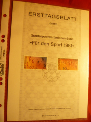 Carton prezentare speciala Ersttag - Pentru Sport 1981 Berlin foto