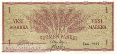 !!! F . RARR : FINLANDA - 1 MARKKA 1963 - P 98 / 2 - UNC / SEMN. DIN SCAN foto