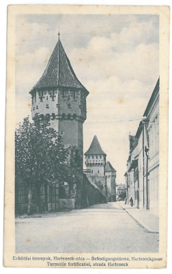 4226 - SIBIU, Turnurile fortificatiei - old postcard - unused - 1916 foto