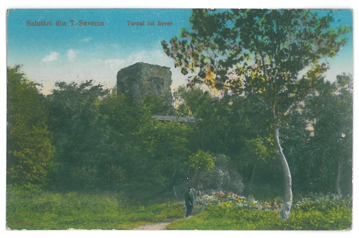 4222 - TURNU-SEVERIN, Turnul lui Sever, Park - old postcard - used - 1931