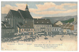 4225 - BRASOV, Market, Black Church - old postcard - used - 1905, Circulata, Printata