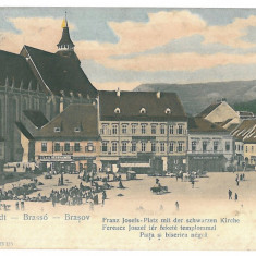 4225 - BRASOV, Market, Black Church - old postcard - used - 1905