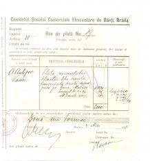 Z153 DOCUMENT VECHI -COMITETUL SCOALEI COMERCIALE ELEMENTARE DE BAIETI, BRAILA