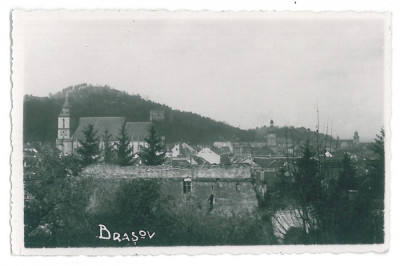 4224 - BRASOV, Black Church - old postcard, real PHOTO - used - 1942 foto