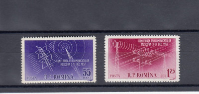 ROMANIA 1958 LP 451 CONFERINTA TELECOMUNICATIILOR - MOSCOVA SERIE MNH foto