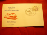 Plic special -150 Ani Linia Ferata Munchen- Angsburg 1840-1990 ,stamp spec.