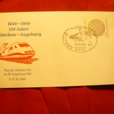 Plic special -150 Ani Linia Ferata Munchen- Angsburg 1840-1990 ,stamp spec.