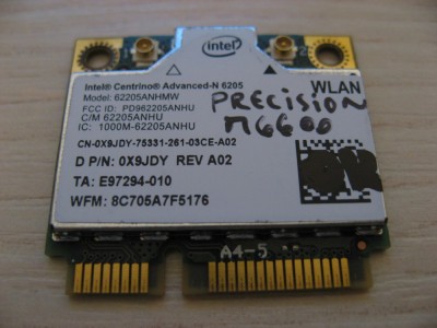 Placa wireless Dell Precision M6600, Intel Advanced-N 6205, 6205ANHMW, 0X9JDY foto