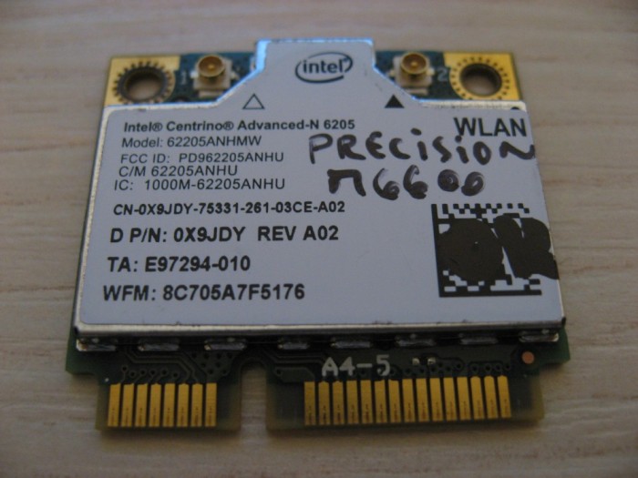 Placa wireless Dell Precision M6600, Intel Advanced-N 6205, 6205ANHMW, 0X9JDY