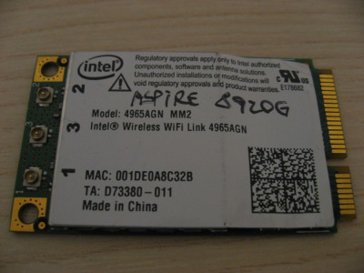 Placa wireless Acer Aspire 8920g, Intel Wireless WiFi 4965AGN MM2 foto