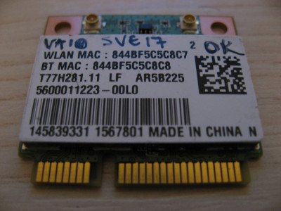 Placa wireless Sony Vaio SVE17, T77H281.11 LF, AR5B225 foto