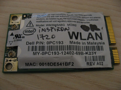 Placa wireless Dell Inspiron 1720, Intel WM3945ABG MOW2, 0PC193 foto