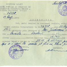 Z168 DOCUMENT VECHI- JINDICEANU ILIE , PENSIONAR- ELENA JINDICEANU -SCOALA 1951