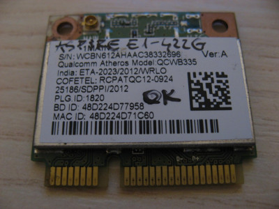 Placa wireless Acer Aspire E1-422G, QCWB335 foto