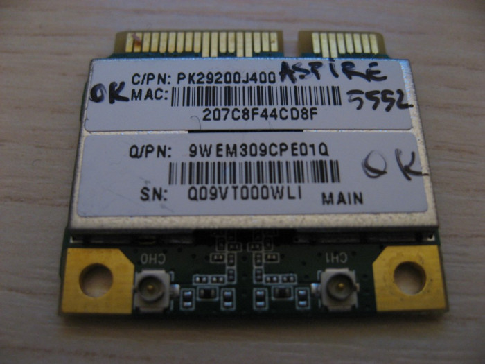 Placa wireless Acer Aspire 5552G, PK29200J400, 9WEM309CPE01Q