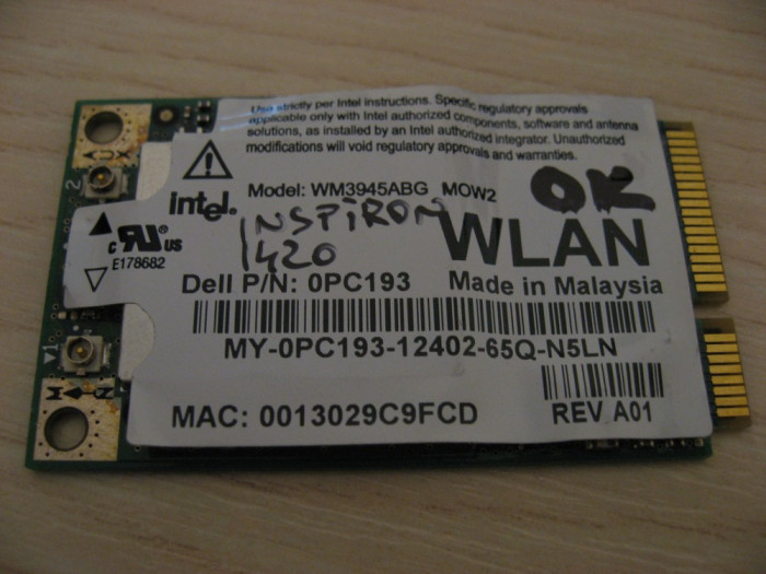 Placa wireless Dell Inspiron 1420, Intel WM3945ABG MOW2, 0PC193