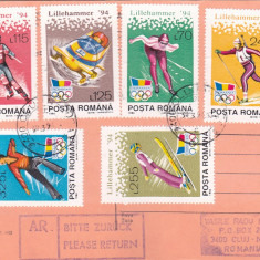 AVIS DE PRIMIRE,FRANCAT CU TIMBRE SERIE COMPLETA SPORT 1994,ROMANIA