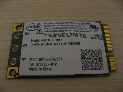 Placa wireless Acer TravelMate 6292, Intel Wireless WiFi 4965AGN MM2 foto