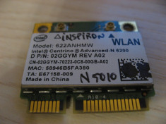 Placa wireless Dell Inspiron N5010, Intel Advanced-N 6200, 622ANHMW, 02GGYM foto