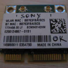 Placa wireless Sony Vaio SVF15A, Broadcom BCM943142HM, T77H456.00 LF, 145866611