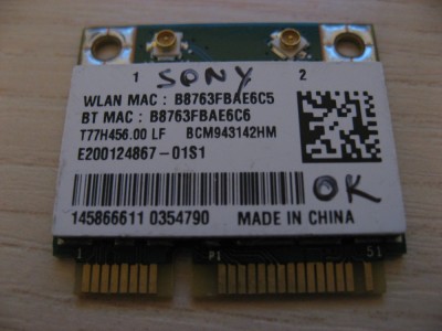 Placa wireless Sony Vaio SVF15A, Broadcom BCM943142HM, T77H456.00 LF, 145866611 foto