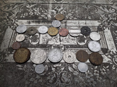 Lot mare de 20 monede vechi romanesti si straine monezi bani + jeton GRATIS foto