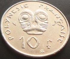 Moneda Exotica 10 Franci - POLINEZIA FRANCEZA (OCEANIA), anul 1991 *cod 2090 foto