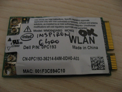 Placa wireless Dell Inspiron 6400, Intel WM3945ABG MOW2, 0PC193 foto