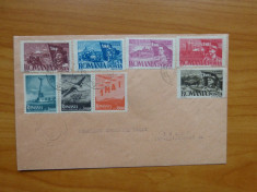 ROMANIA 1947 serie 1 MAI 5 timbre plus 3 posta aeriana utilizate pe plic foto
