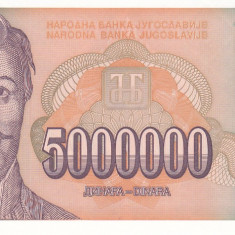 Bancnota Iugoslavia 5.000.000 Dinari 1993 - P132 UNC