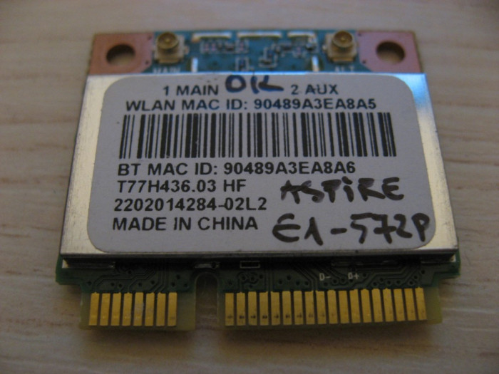 Placa wireless Acer Aspire E1-572P, QCWB335, T77H436.03 HF