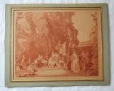 Antoine Wateau &quot;Assemblee galante&quot; gravura veche, Scene gen, Cerneala, Realism