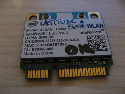 Placa wireless Dell Latitude E6510, Intel WiFi Link 5100, 512AN_HMW, 0H006K foto