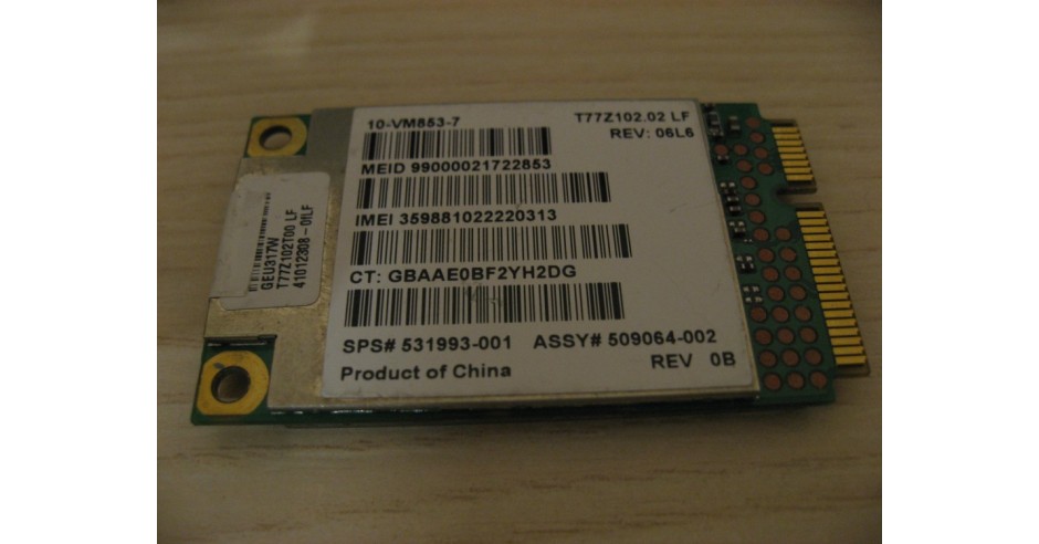 Carte HP Compaq Ev2210 Verizon EVDO WWAN USB2 - Mini PCI Express - Occasion