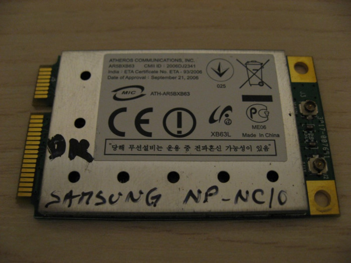 Placa wireless Samsung NP-NC10, Atheros AR5BXB63, CNBA59