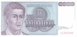 Bancnota Iugoslavia 100.000.000 Dinari 1993 - P124 UNC