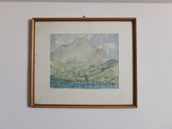 Acuarelă cu muntele Pilat, &icirc;n Alpii Bernezi (Elveţia)