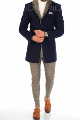 Palton pentru barbati, albastru cu blana - LICHIDARE DE STOC - 9682 foto