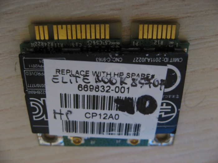 Placa wireless HP EliteBook 8570p, Broadcom BCM943228HM4LP1, 669832-001