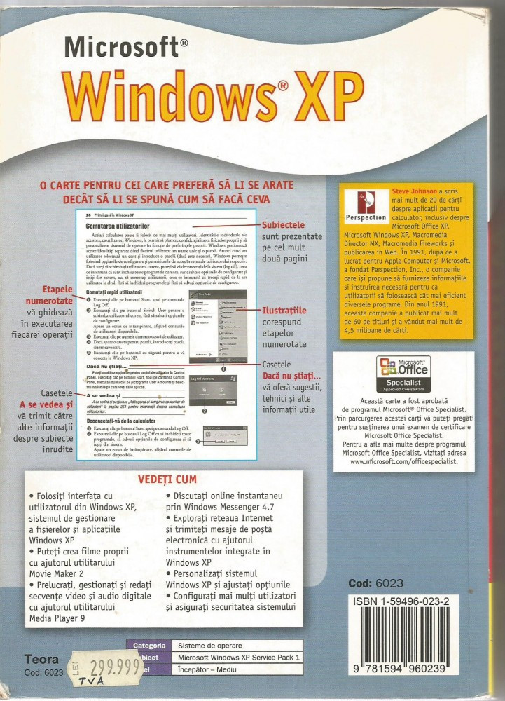 B) CARTE+CD- Steve Johnson-Windows Xp | Okazii.ro