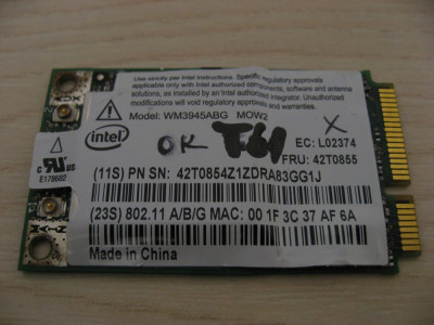 Placa wireless Lenovo ThinkPad T61, Intel WM3945ABG MOW2, 42T0855, L02374 foto